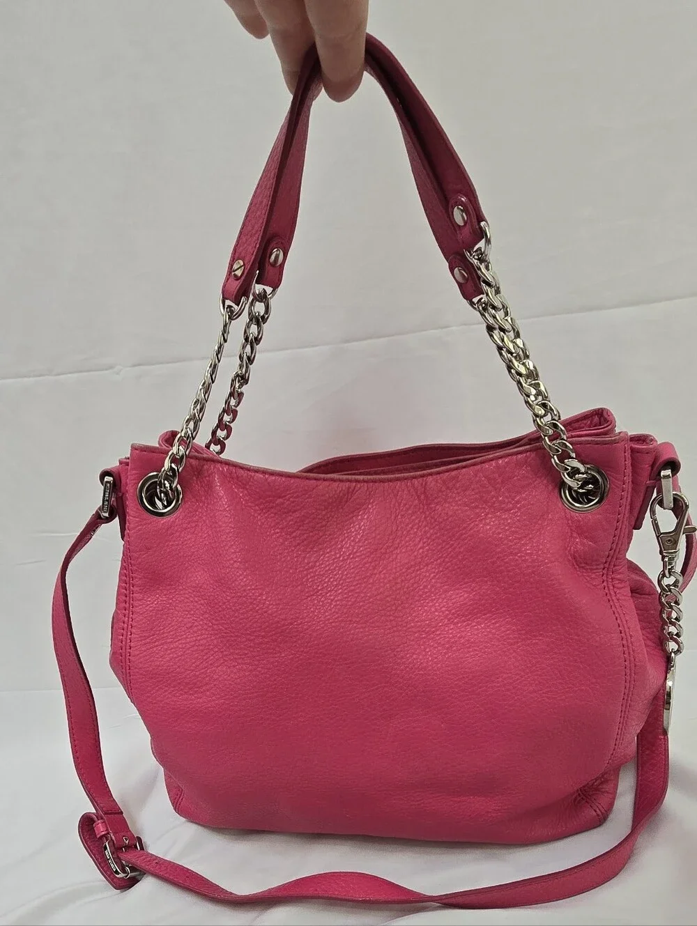 Michael Kors Jet Set Hot Pink Leather Chain Tote